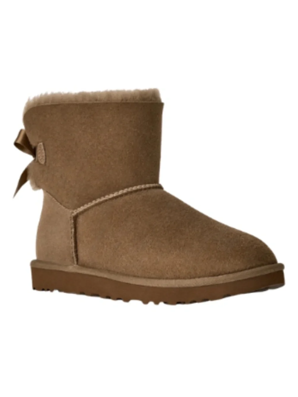 Women's UGG Mini Bailey Bow II Winter Boot, Light Bronze Suede. 1016501